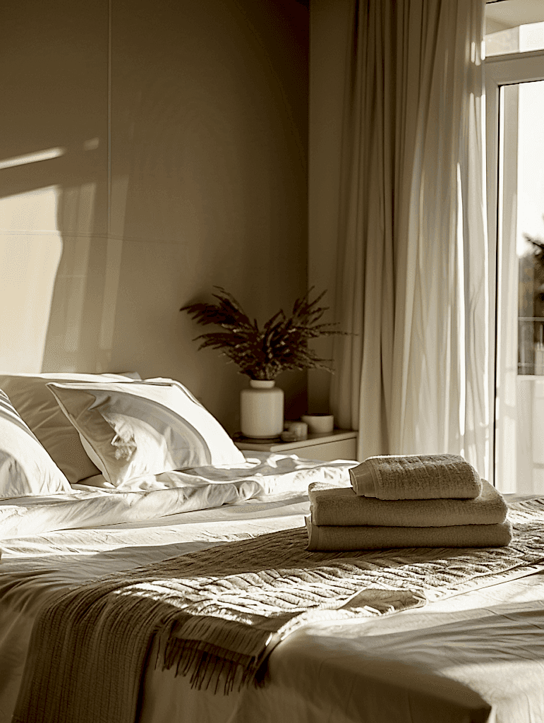 Clean Airbnb bedroom prepared after vacation rental cleaning service in Los Angeles